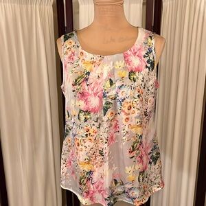 Notations colorful floral sleeveless blouse size medium